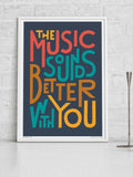 Sketchbook Design framed music typography wall art, UK version