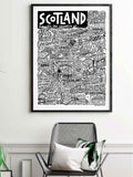 Sketchbook Design Scotland landmarks wall art print, imported from the UK