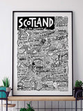 Sketchbook Design Scotland landmarks wall art print, imported from the UK
