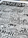 Sketchbook Design framed wall art print of Manchester landmarks - British product