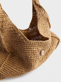River Island brown raffia slouch shoulder bag, imported from the UK