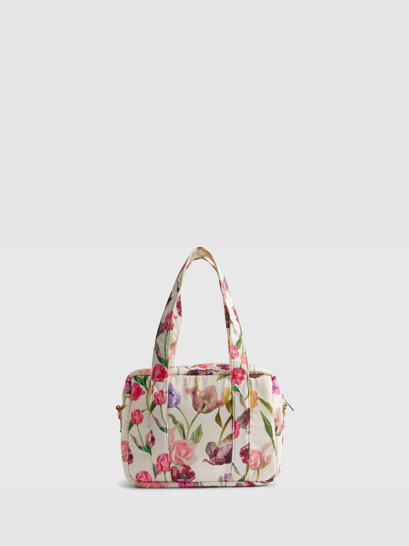 River Island cream tulip print travel holdall, imported from the UK