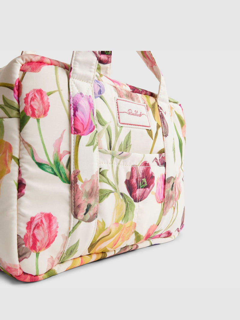 River Island cream tulip print travel holdall, imported from the UK