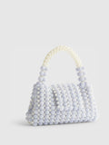 River Island blue beaded grab bag pearly embellishments UK version
