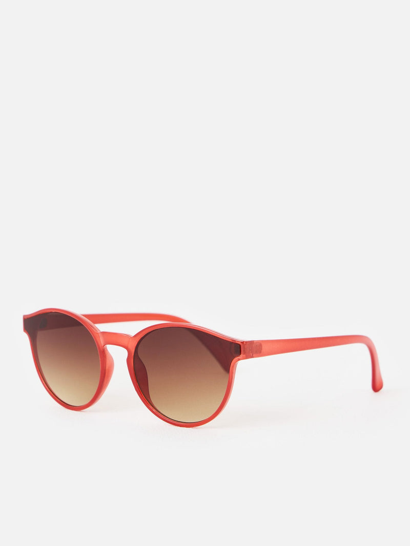 Oliver Bonas red preppy sunglasses with brown tinted lenses - British product