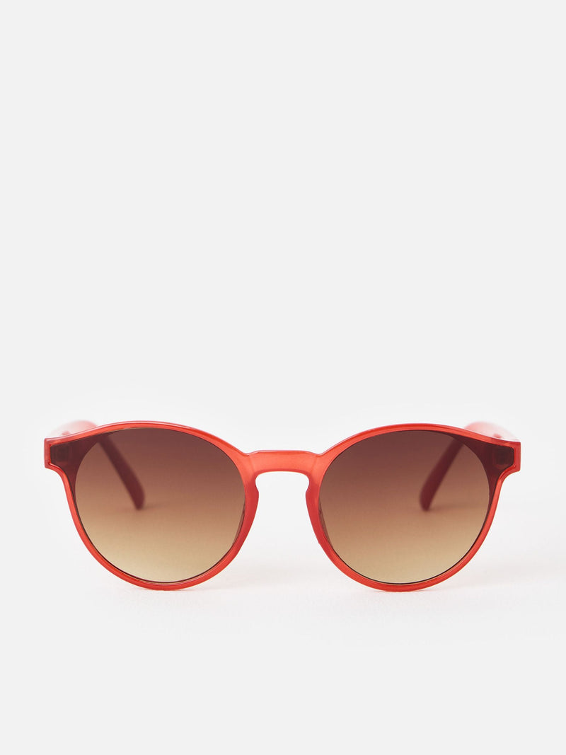 Oliver Bonas red preppy sunglasses with brown tinted lenses - British product
