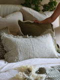 Ellenvale Interiors Olive Hallie Stripe Ruffle 50 x 30cm Cushion Cover