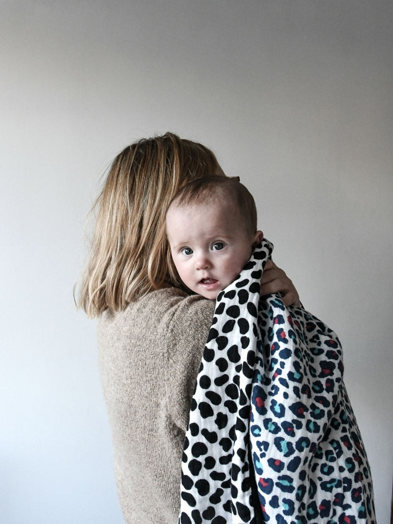 Etta Loves Black Fern Print Sensory Muslin Blanket 120cm x 120cm