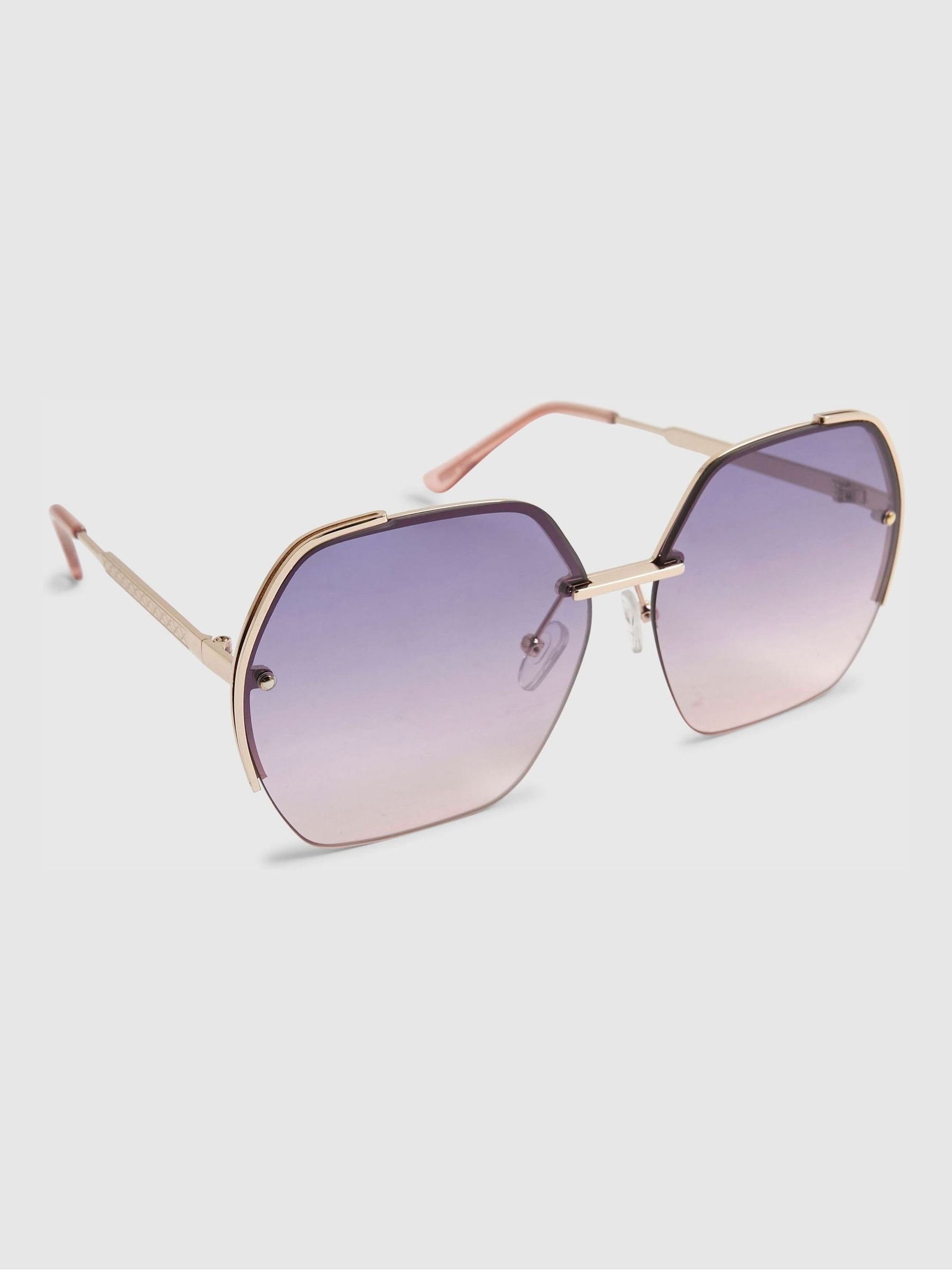River Island gold oversized rimless sunglasses, imported from the UK
