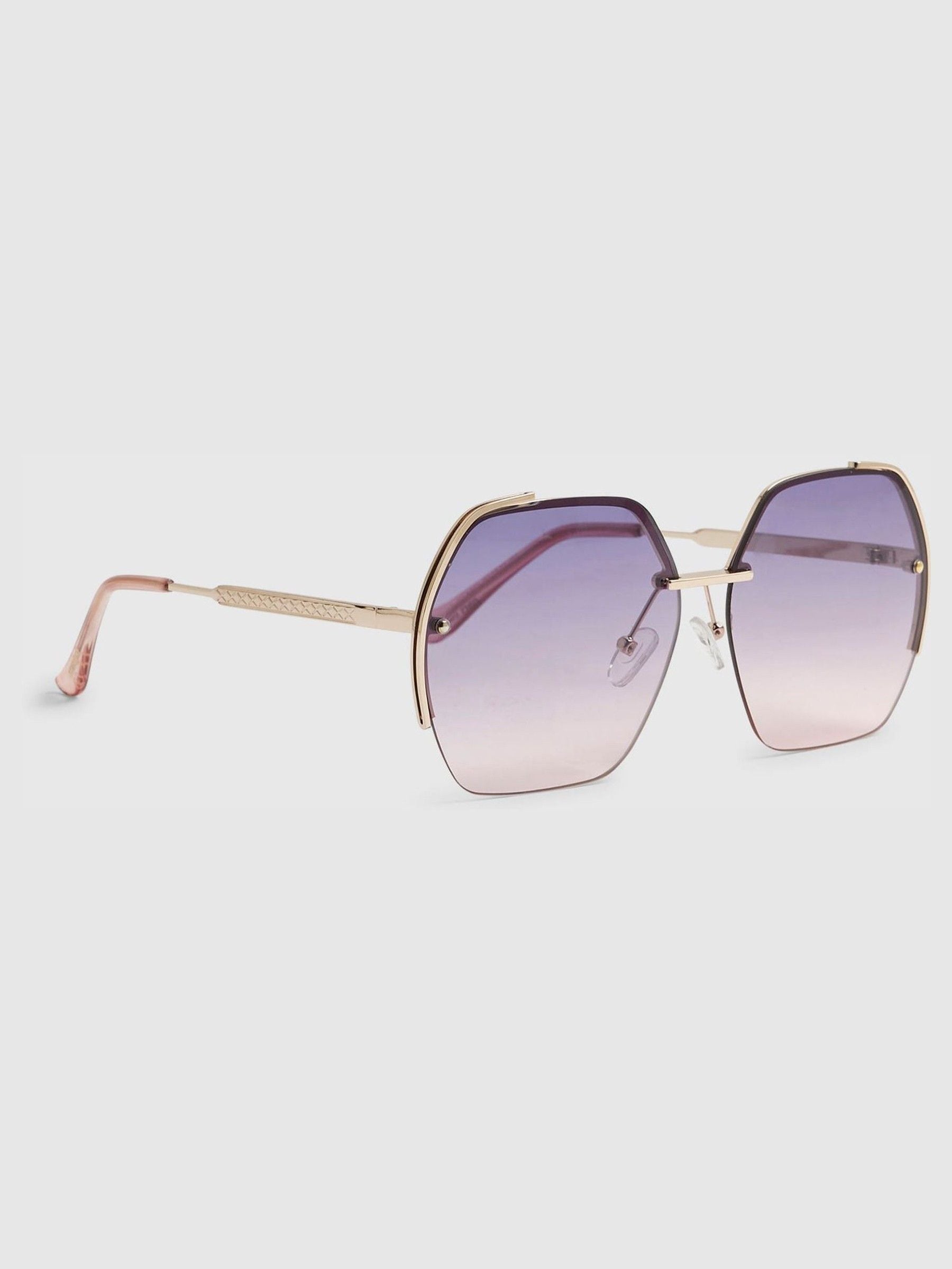 River Island gold oversized rimless sunglasses, imported from the UK