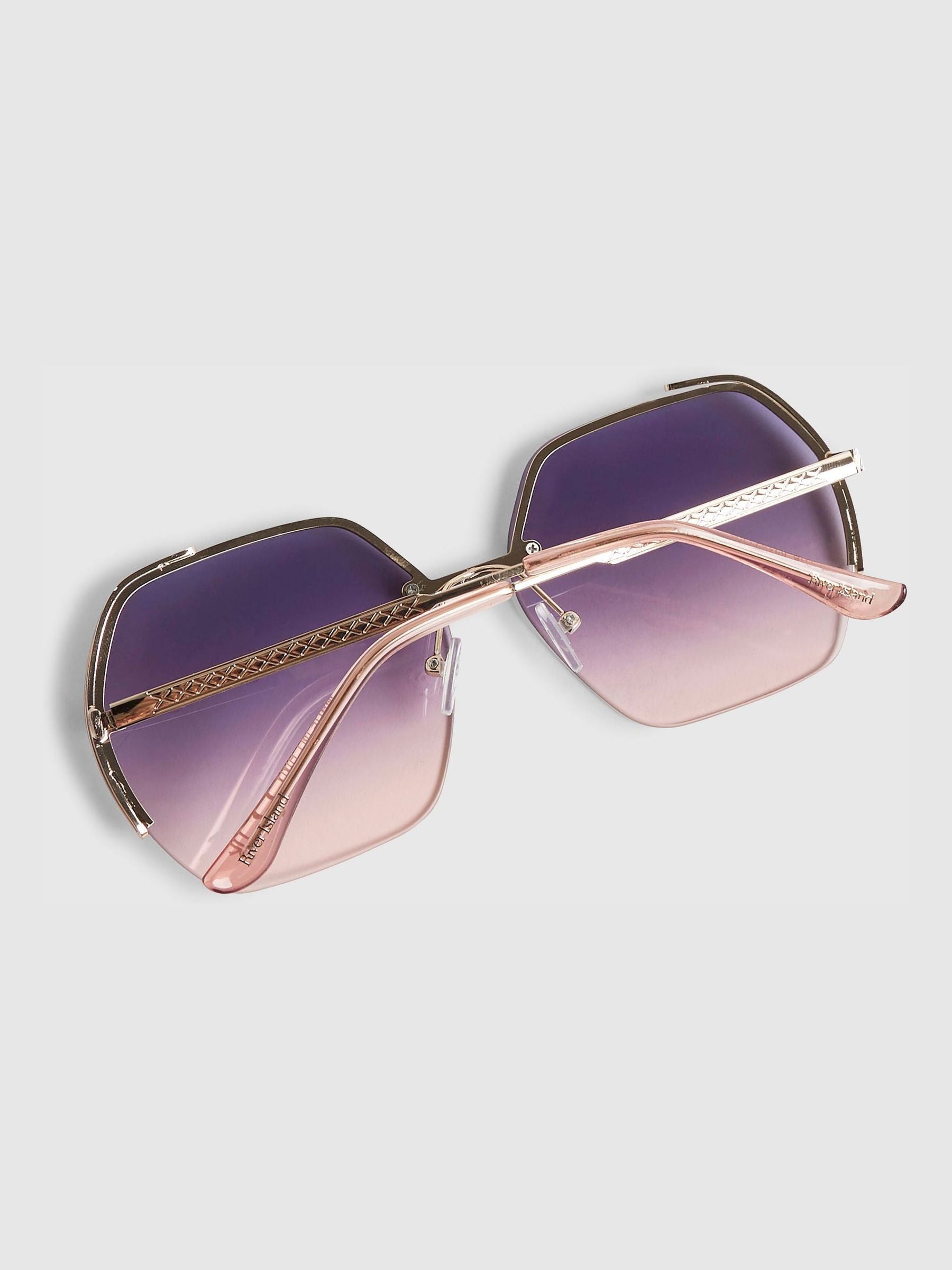River Island gold oversized rimless sunglasses, imported from the UK
