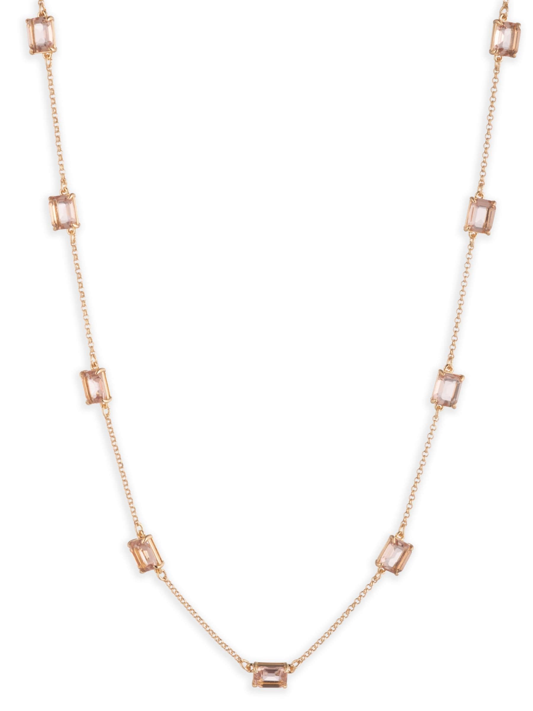 Lauren Ralph Lauren gold tone blush stone necklace 40.5cm, UK version