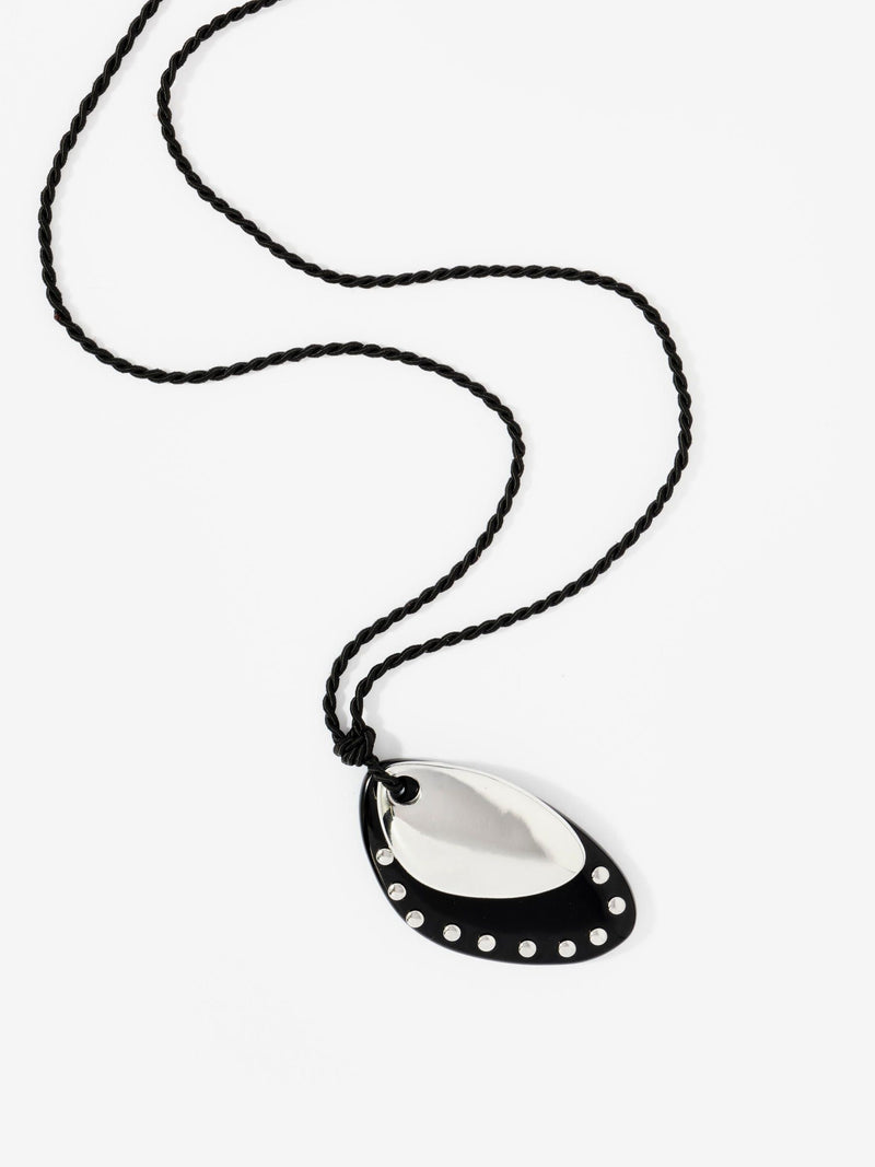 Mint Velvet black studded pendant necklace, imported from the UK