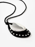 Mint Velvet black studded pendant necklace, imported from the UK