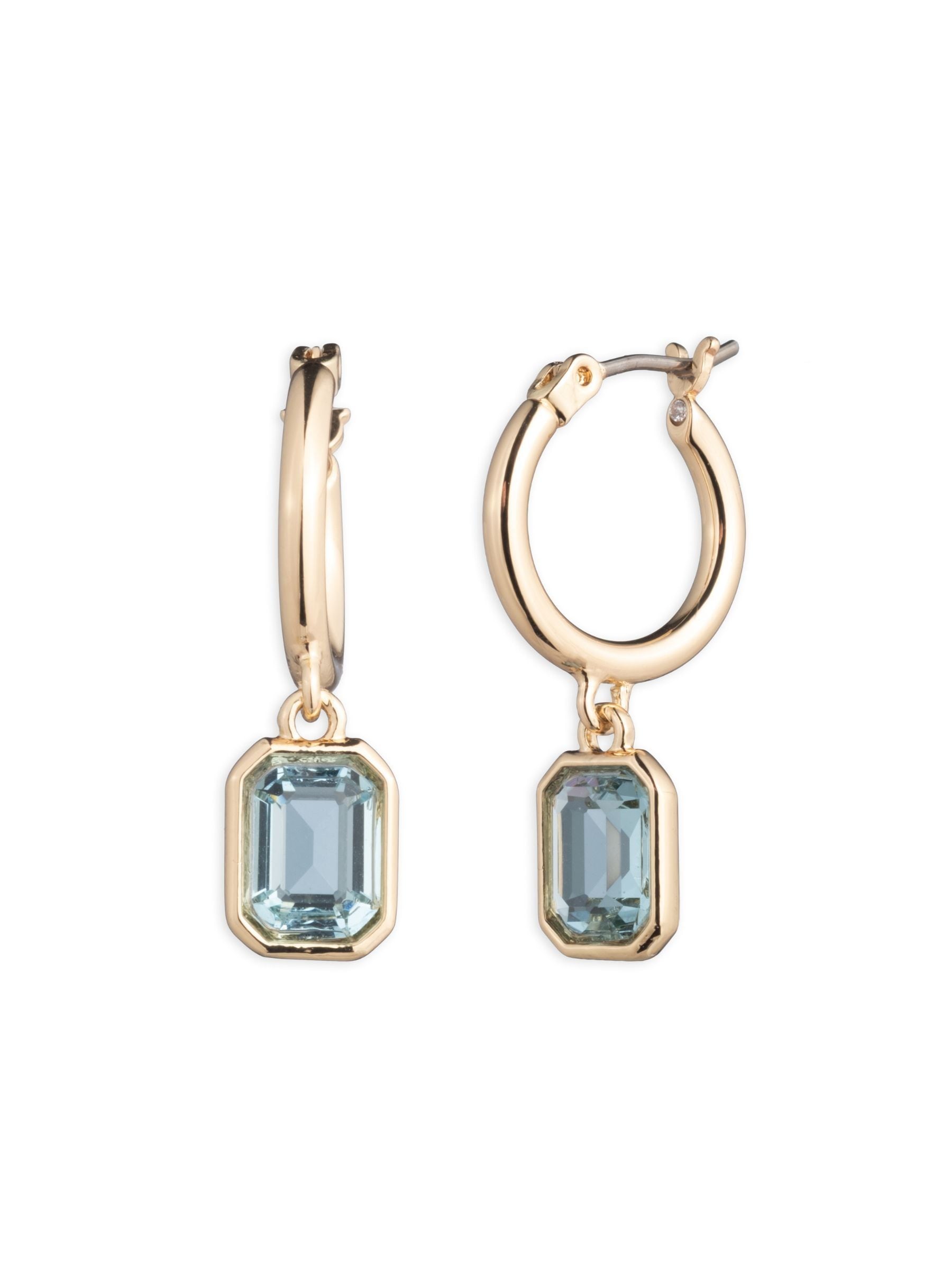 Lauren Ralph Lauren gold aqua huggie hoop earrings imported from the UK