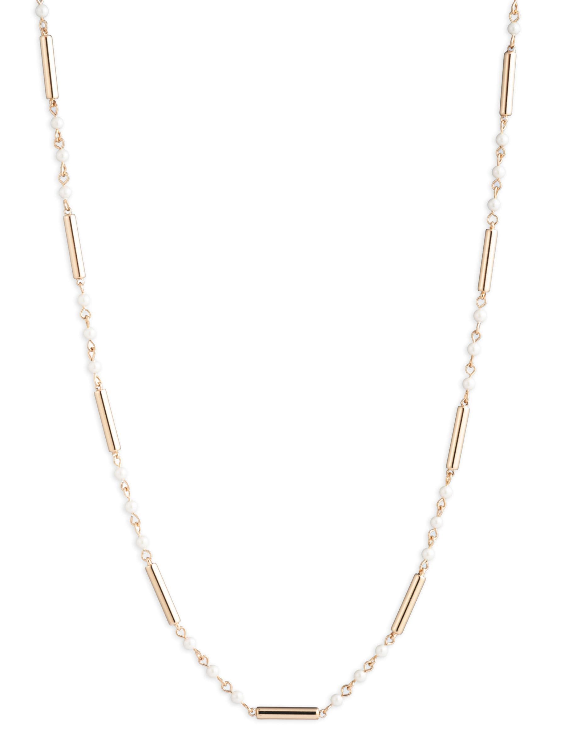 Lauren Ralph Lauren gold tone pearl linear necklace (British brand)