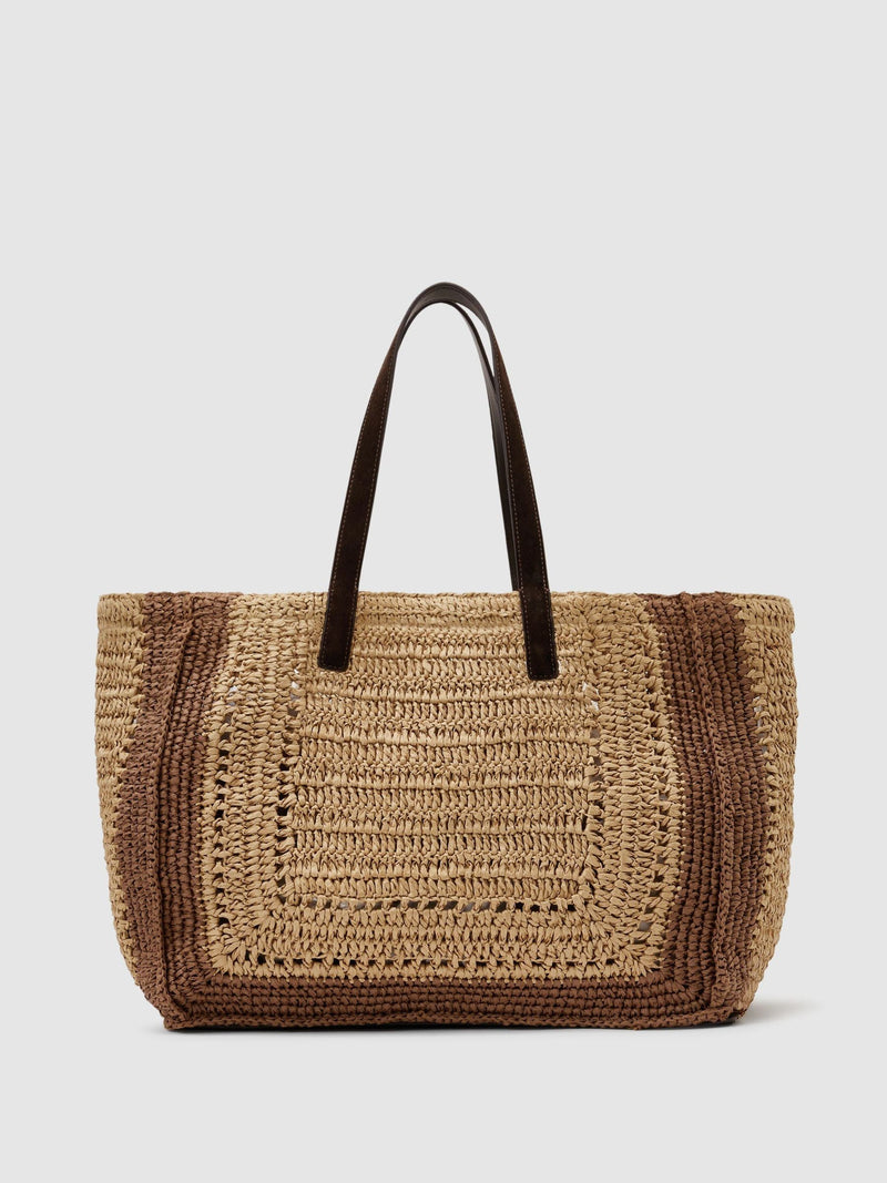 Reiss Rosie raffia-effect zebra-print tote bag (British brand)