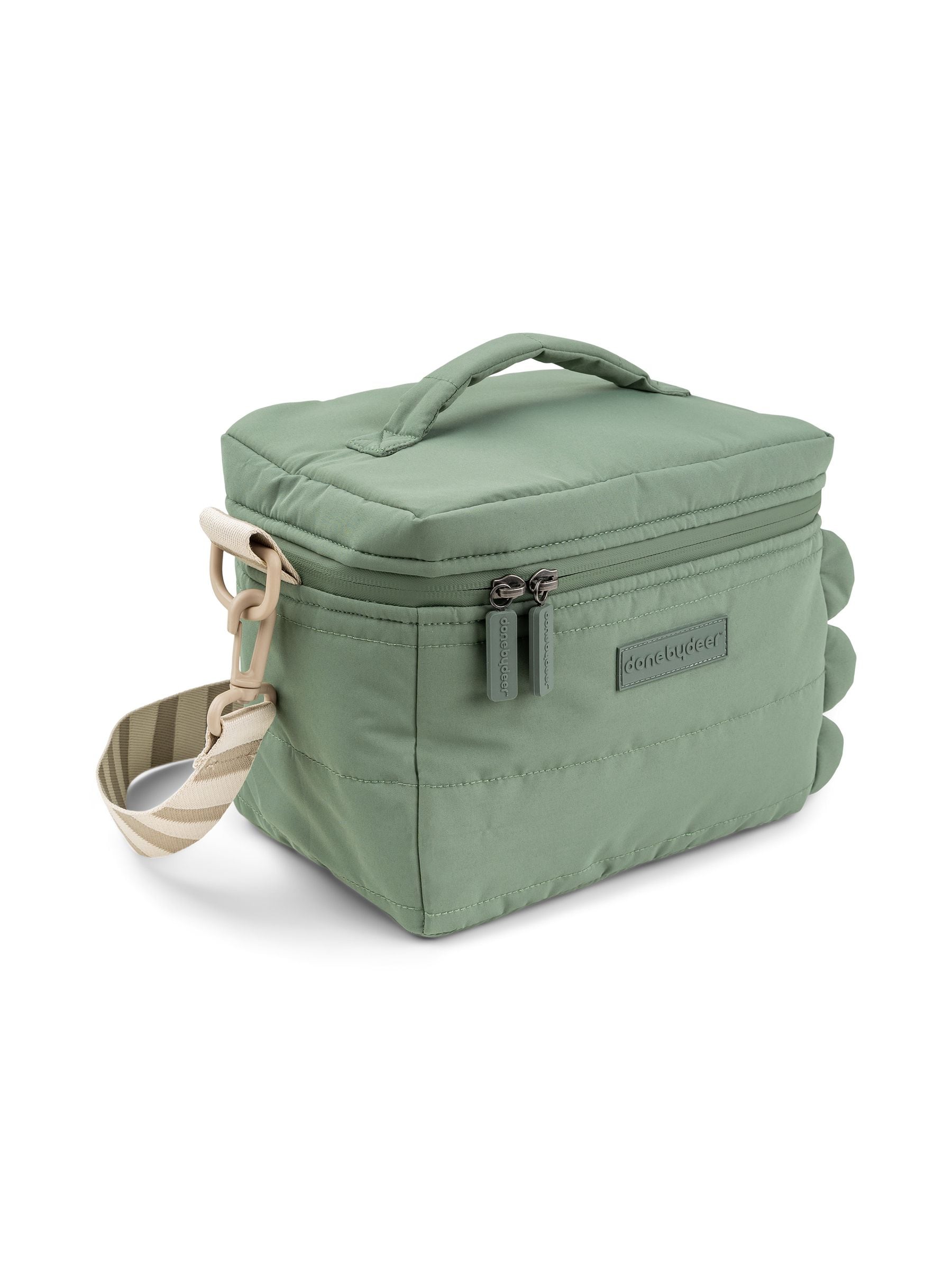 Done by Deer green quilted insulated lunch bag, imported from the UK