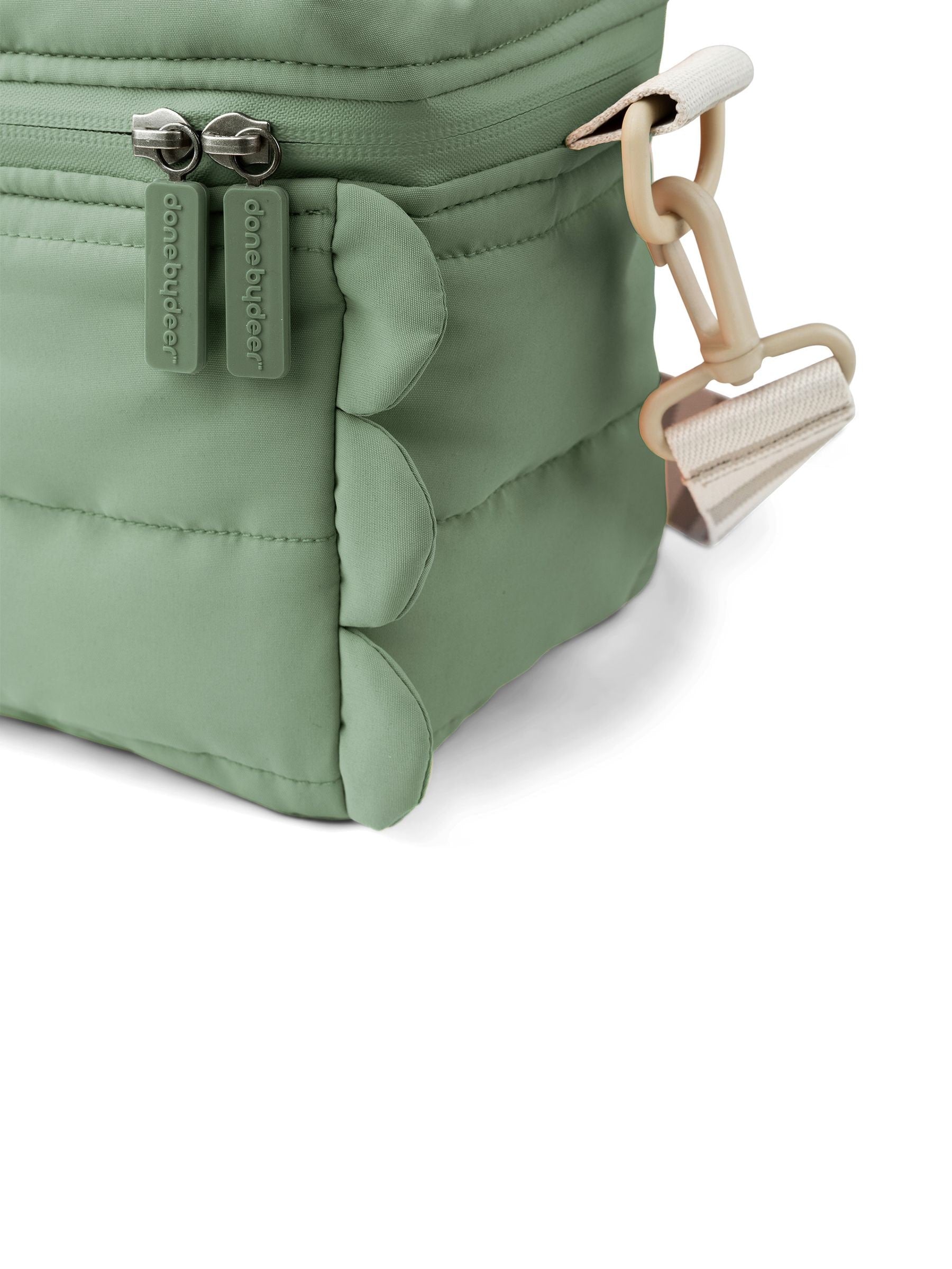 Done by Deer green quilted insulated lunch bag, imported from the UK