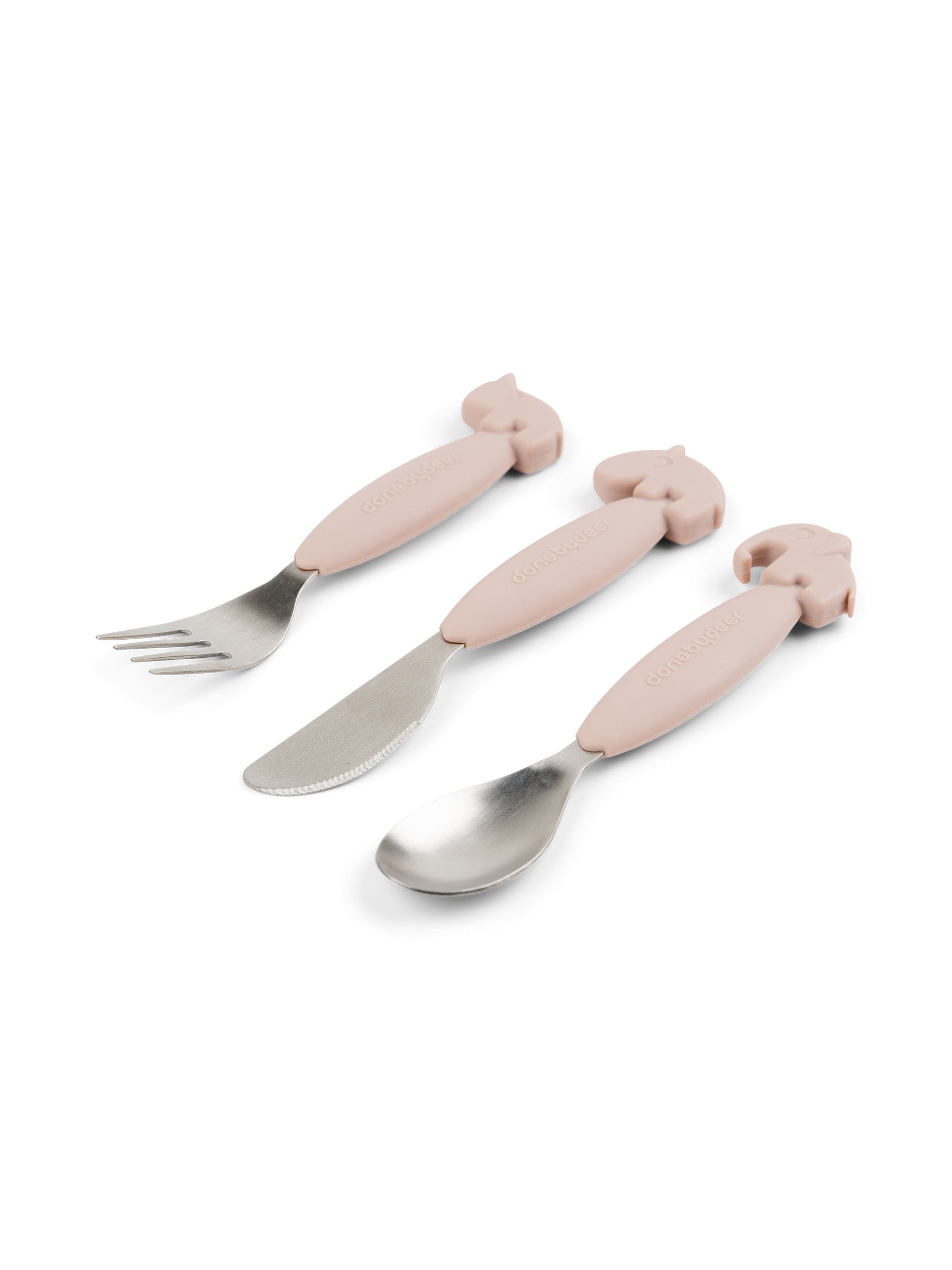 Done by Deer pink easy-grip baby cutlery set - British product