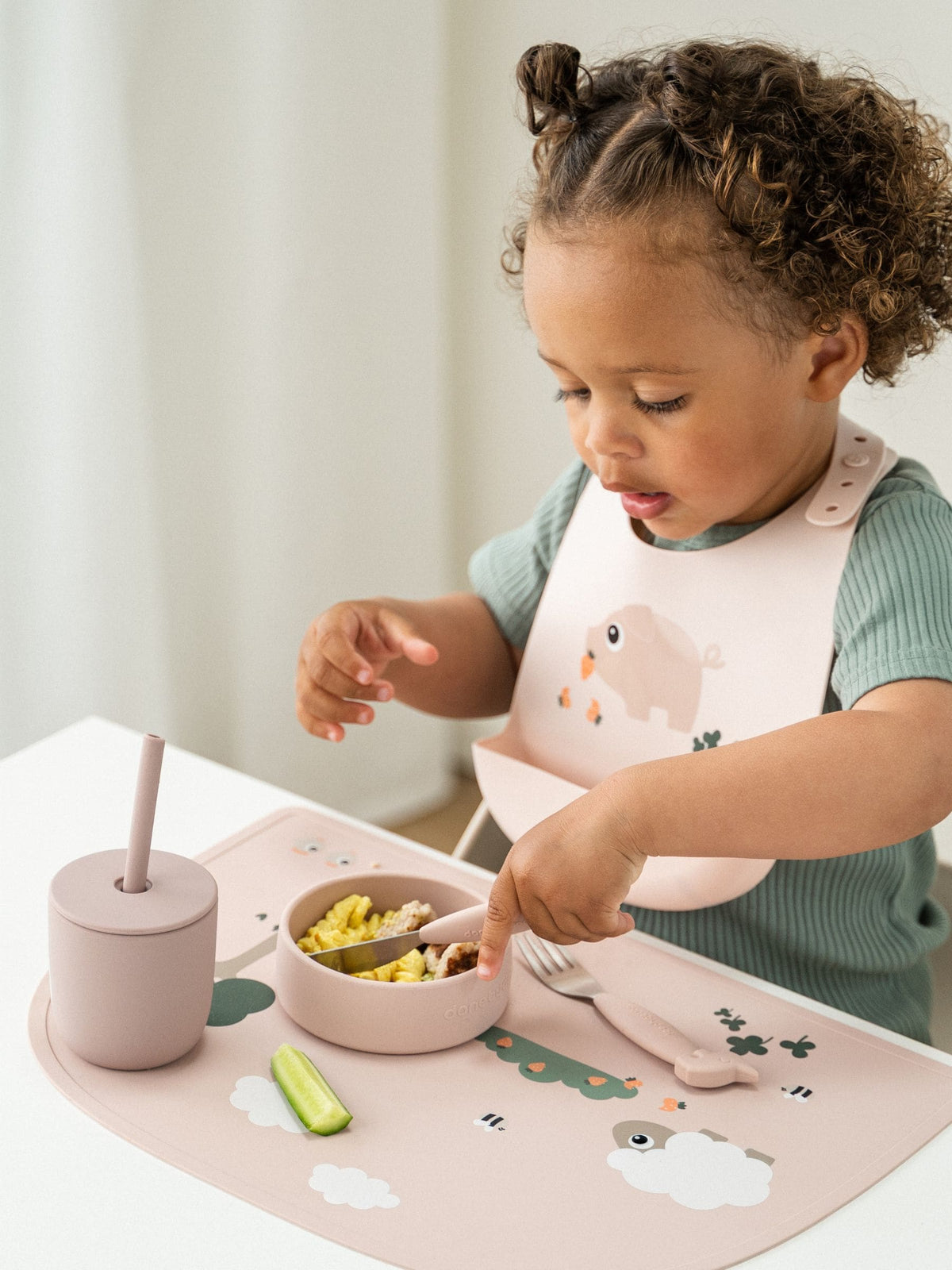 Done by Deer pink easy-grip baby cutlery set - British product