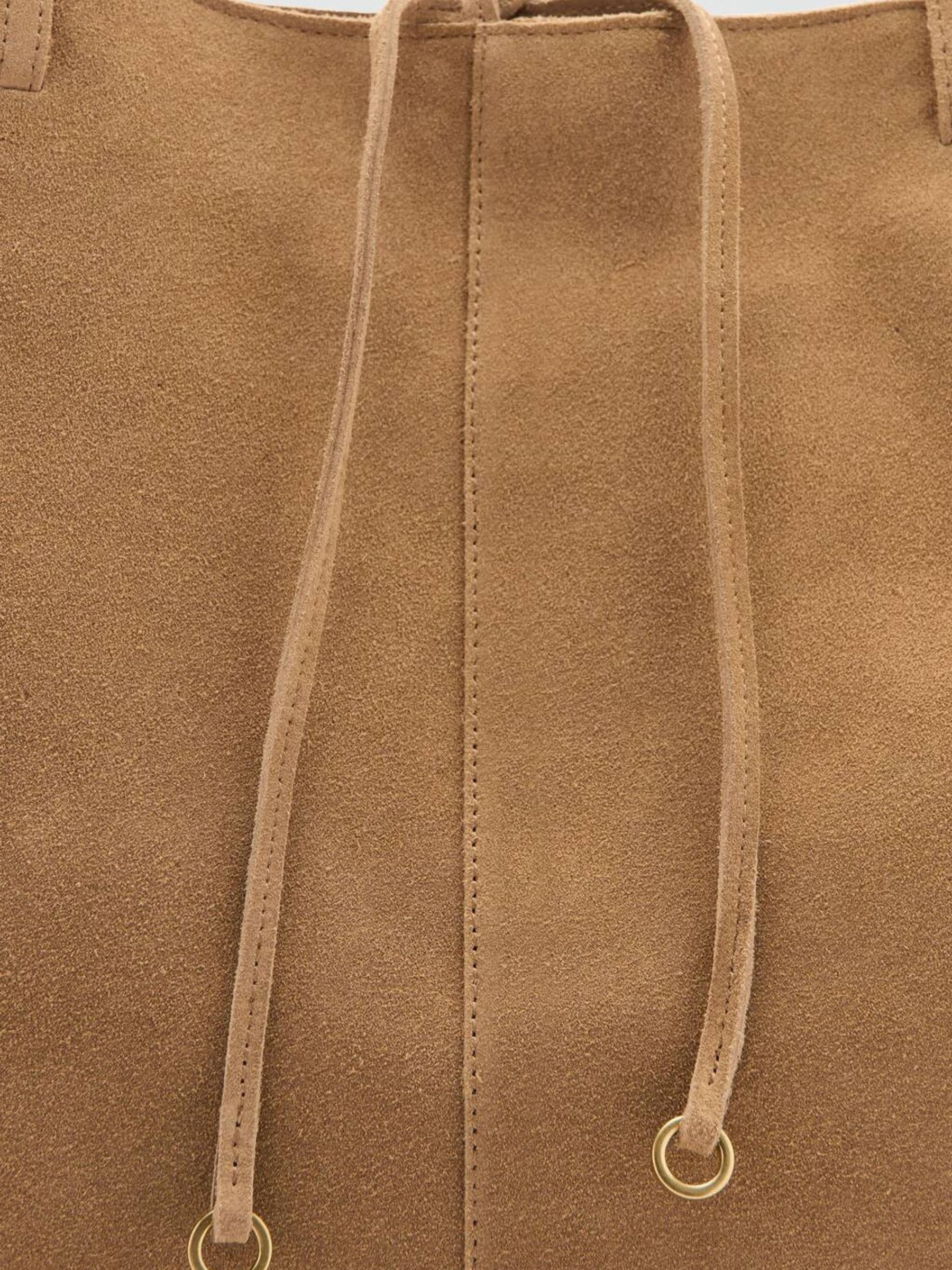 Mango tan brown suede shopper tote bag, imported from the UK