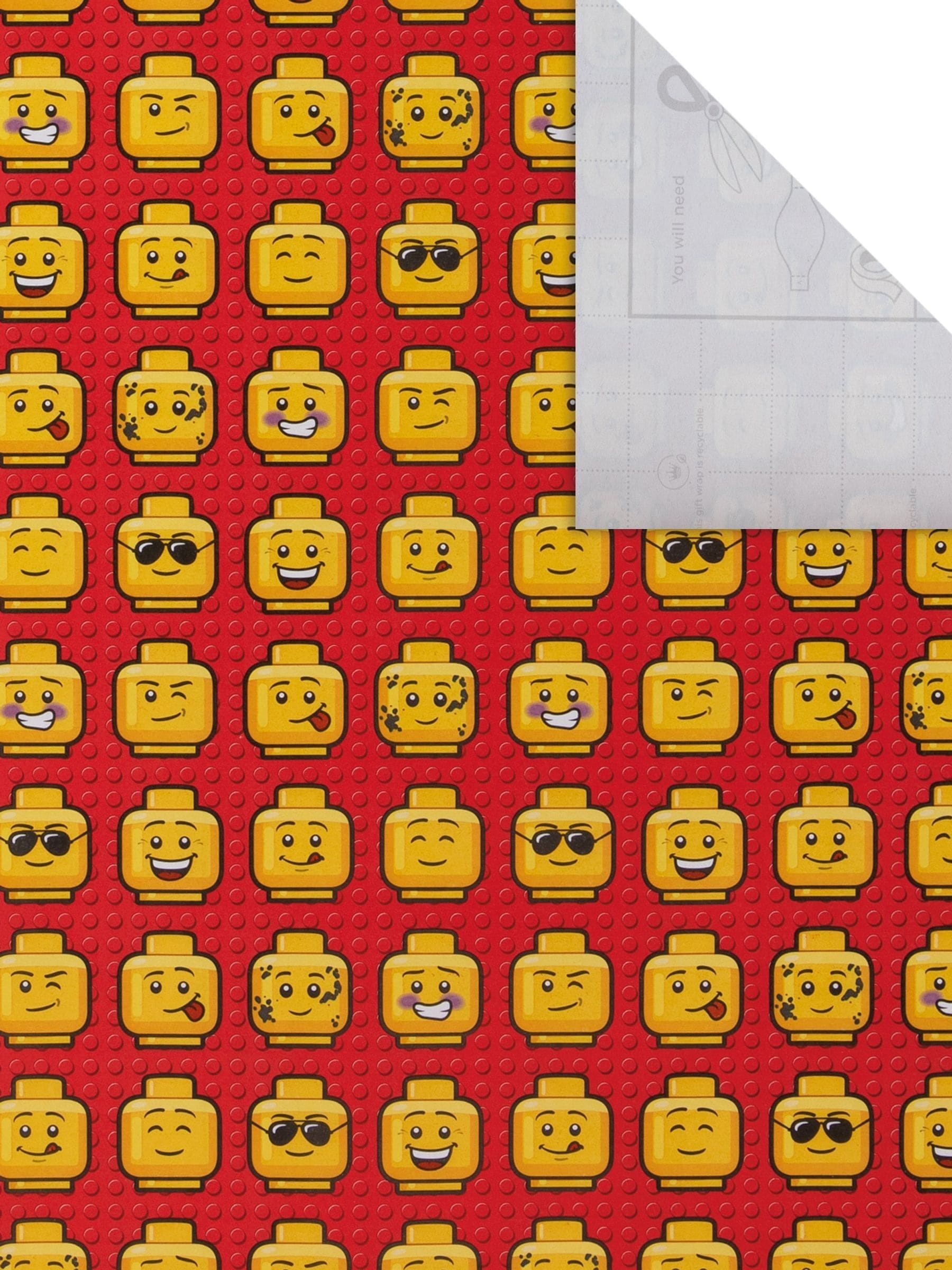 Hallmark Lego heads wrapping paper 3 rolls, imported from the UK