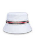 Fila white Jojo bucket hat with heritage stripe tape, UK version
