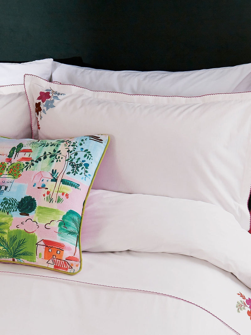 Land & Shore embroidered cotton pillowcase pair (British brand)