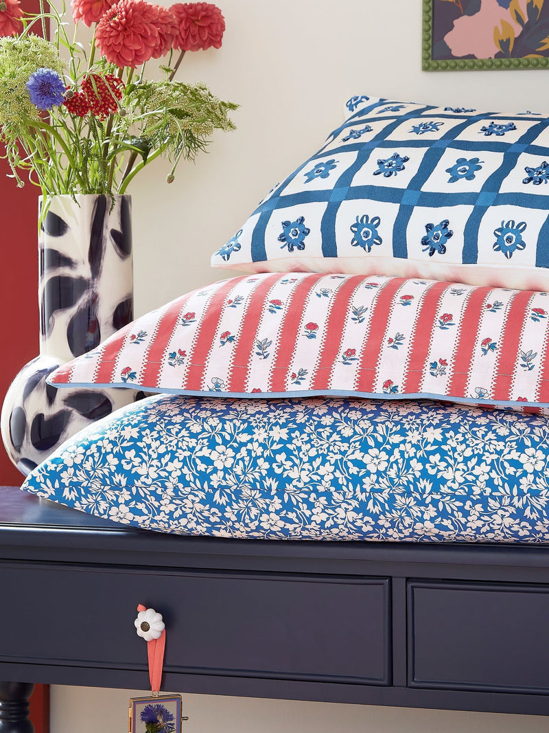 Land & Shore Quintin Stripe Cotton Pillowcases, imported from the UK