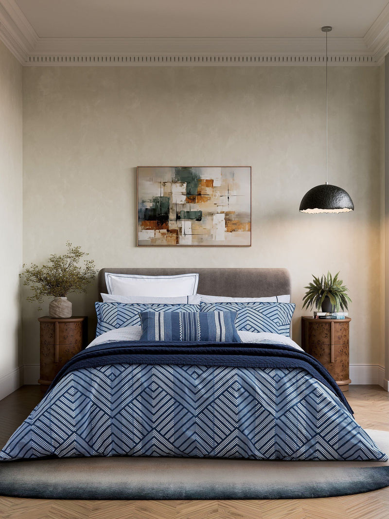 Bedeck of Belfast Indigo Kayah cotton pillowcase pair, UK version
