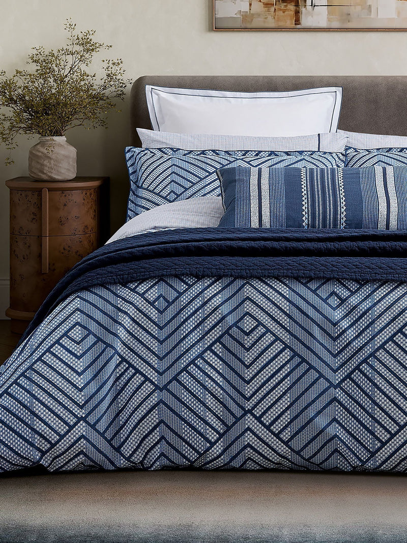 Bedeck of Belfast Indigo Kayah cotton pillowcase pair, UK version