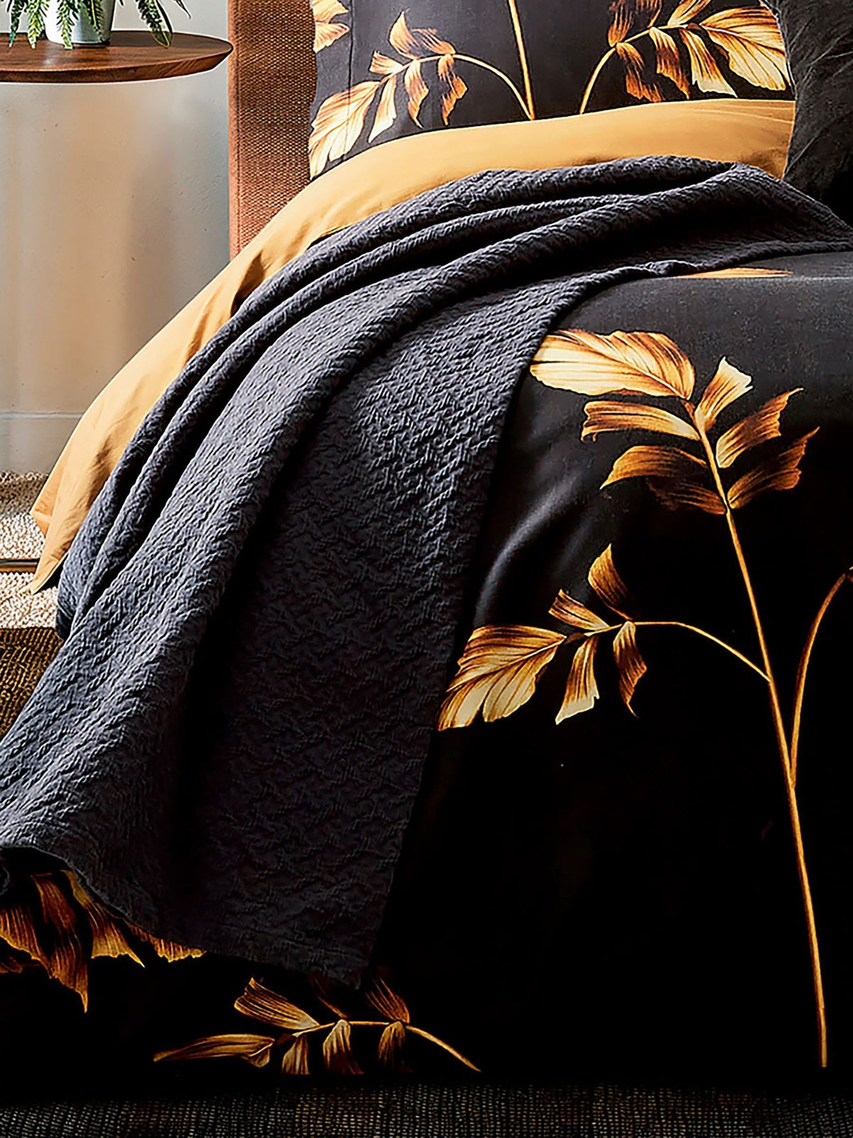 Ted Baker black diagonal matelassé throw, UK version