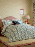 Sanderson Aubrey cushion indigo embroidered leaf trail 45x45cm, UK version