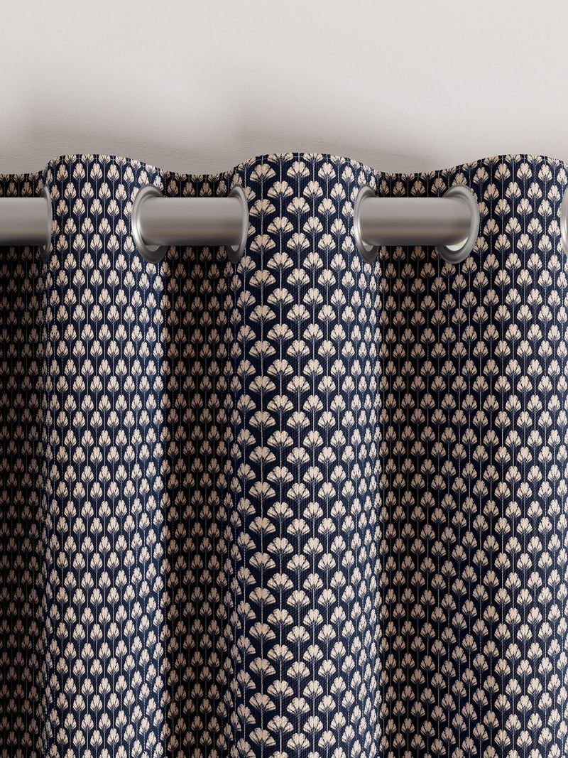 Ted Baker Navy Palm Geo Blackout Lined Eyelet Curtains