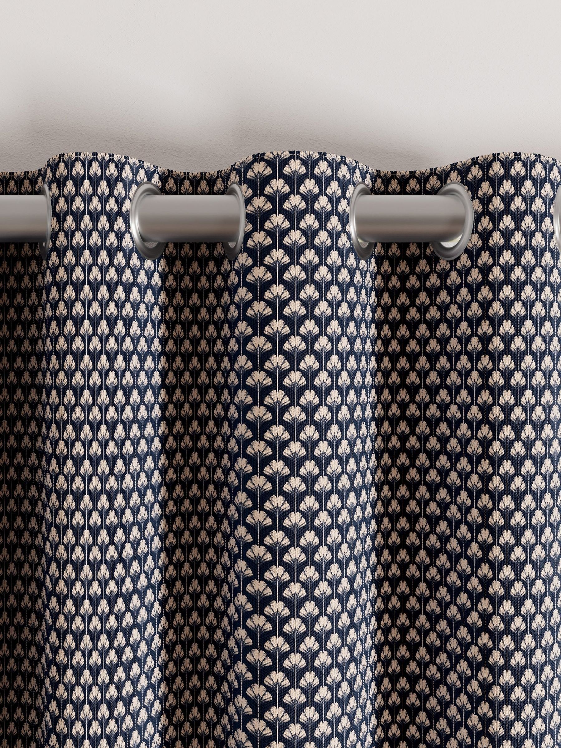 Ted Baker Navy Palm Geo Blackout Lined Eyelet Curtains