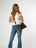 Cultured London Black Aviana leather grab bag, imported from the UK