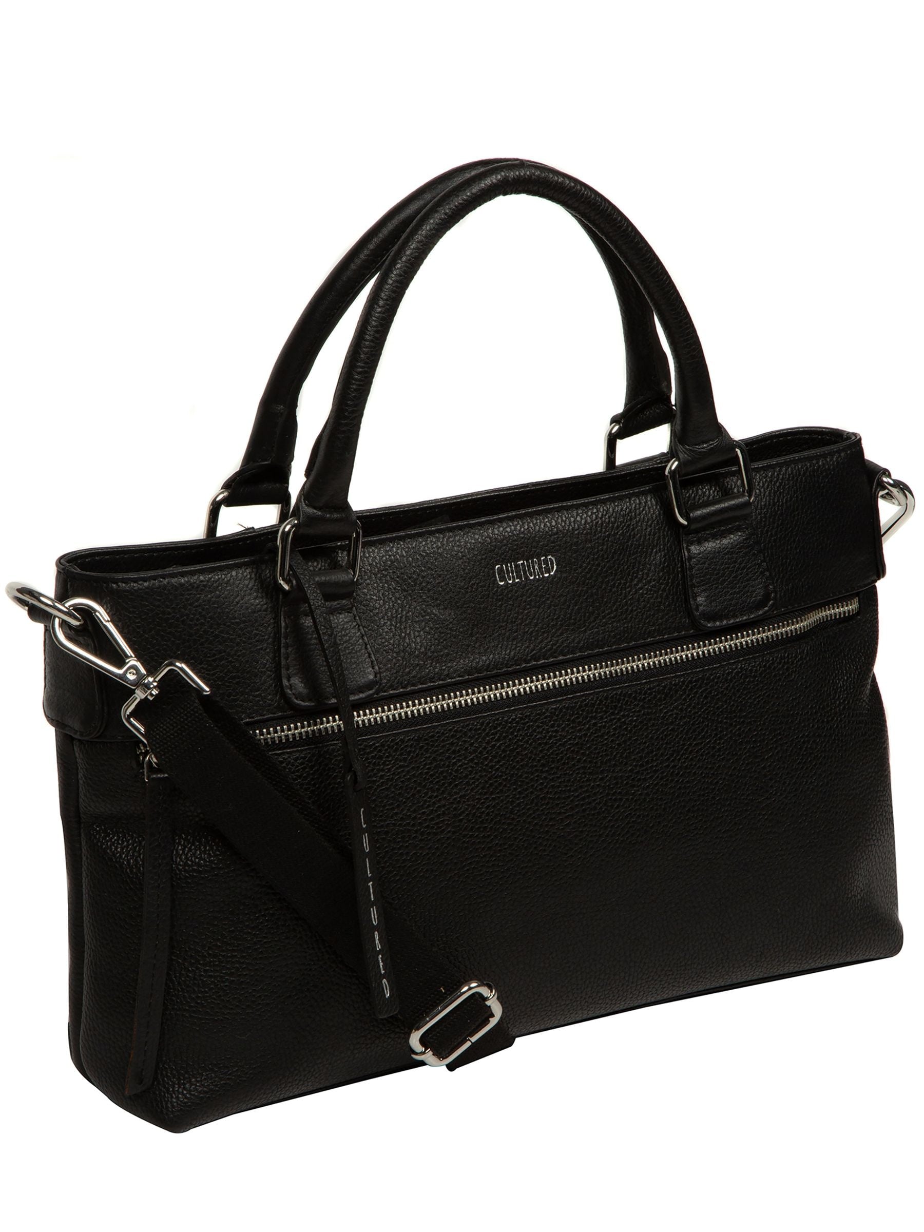 Cultured London Black Aviana leather grab bag, imported from the UK