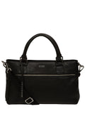Cultured London Black Aviana leather grab bag, imported from the UK