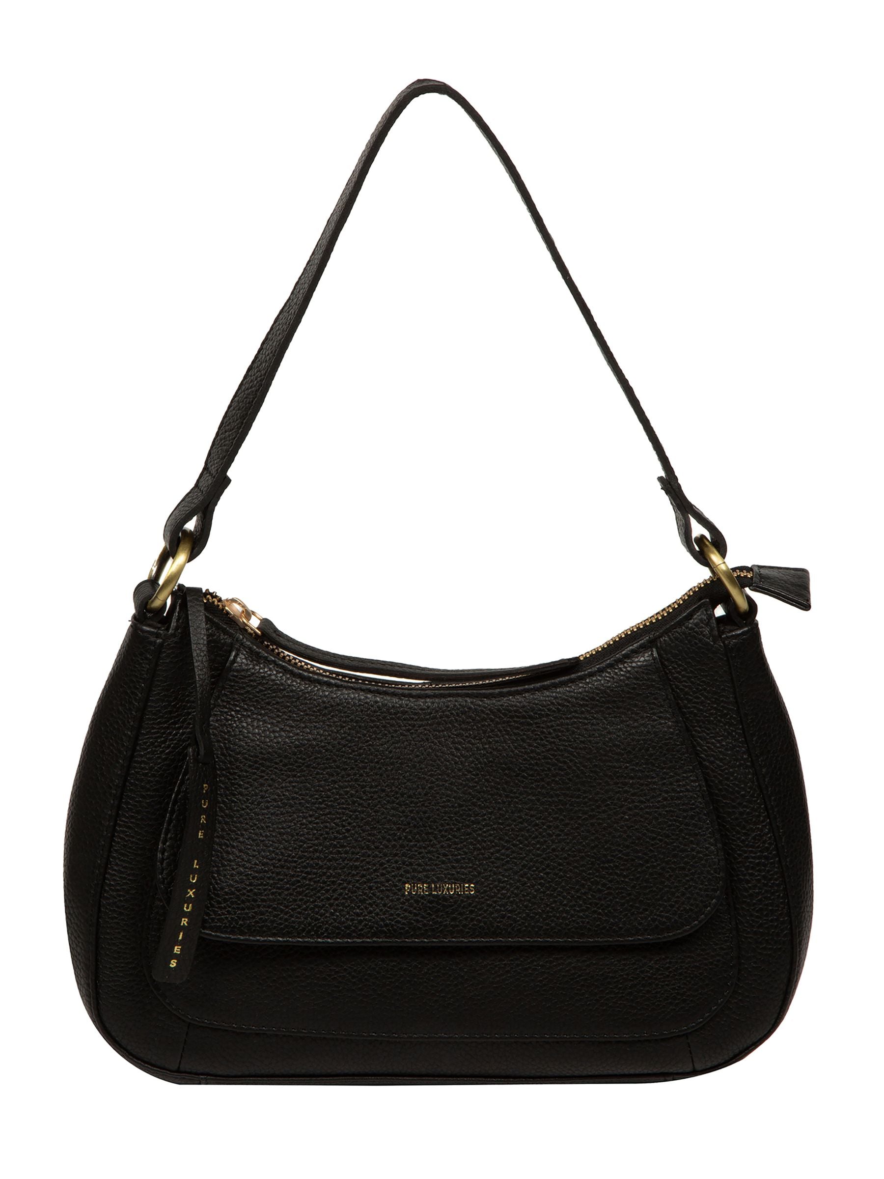 Pure Luxuries London Black Calista leather grab bag, imported from the UK