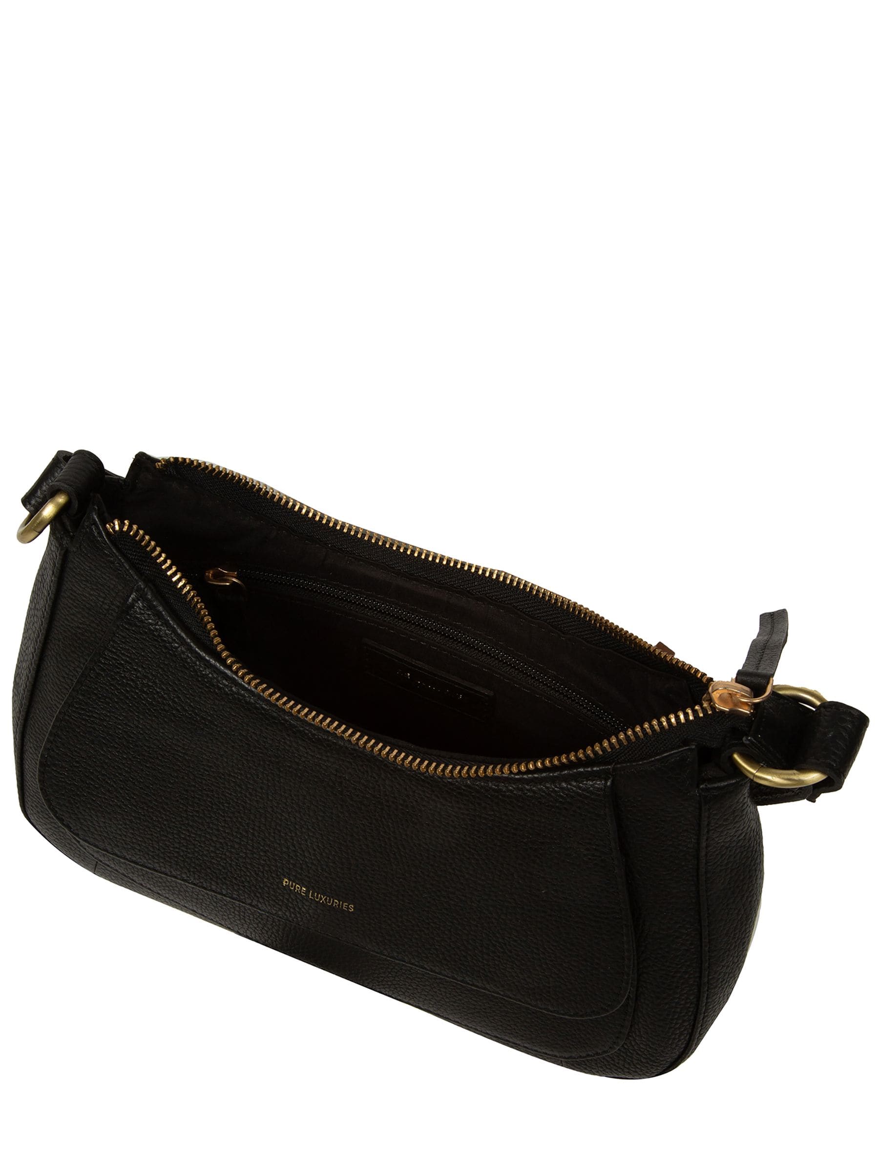 Pure Luxuries London Black Calista leather grab bag, imported from the UK