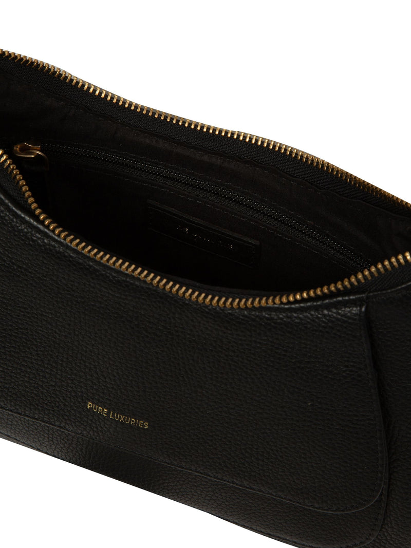 Pure Luxuries London Black Calista leather grab bag, imported from the UK