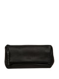 Cultured London black Isabetta leather clutch bag, imported from the UK