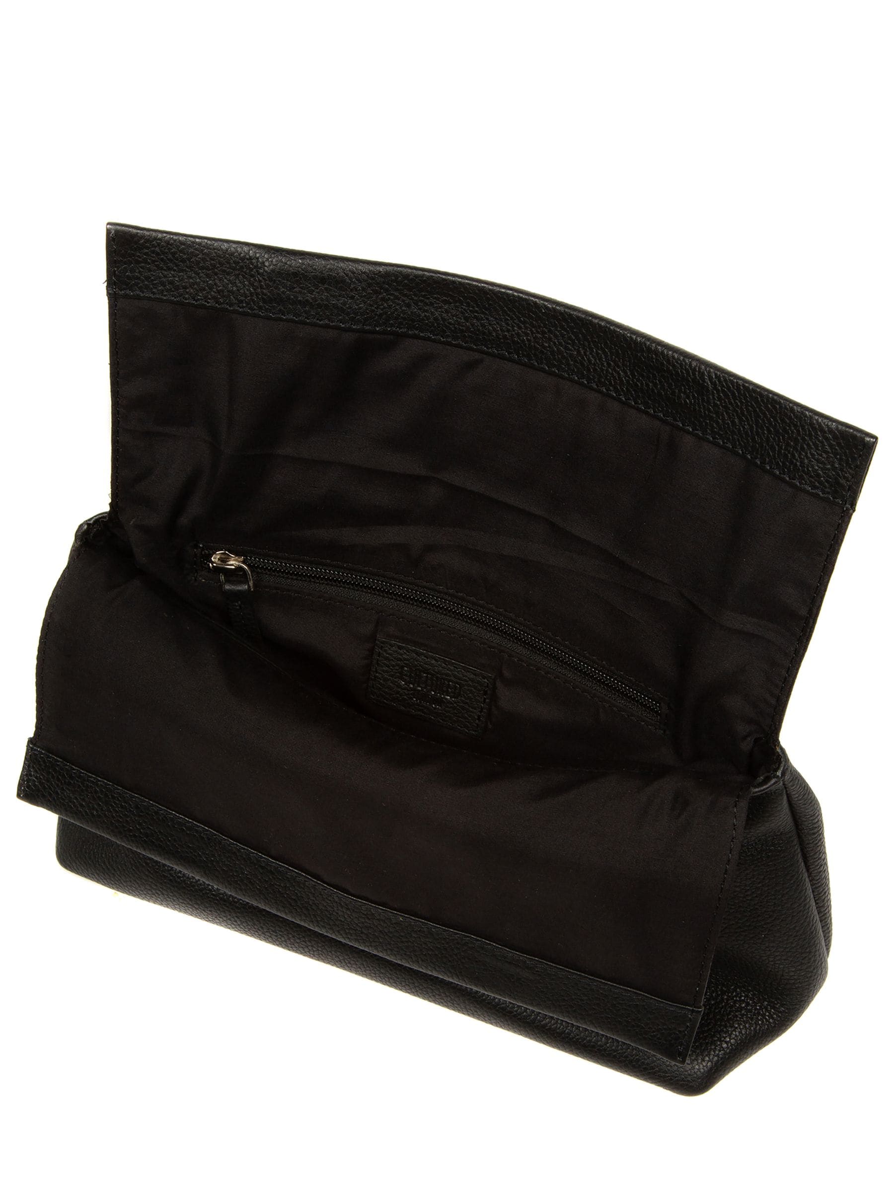 Cultured London black Isabetta leather clutch bag, imported from the UK