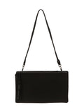Pure Luxuries black leather Venetia grab clutch bag, imported from the UK