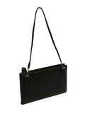 Pure Luxuries black leather Venetia grab clutch bag, imported from the UK