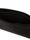 Pure Luxuries black leather Venetia grab clutch bag, imported from the UK