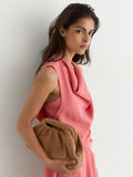 Reiss tan croc-embossed suede clutch bag, imported from the UK
