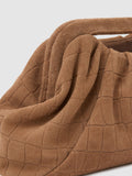 Reiss tan croc-embossed suede clutch bag, imported from the UK