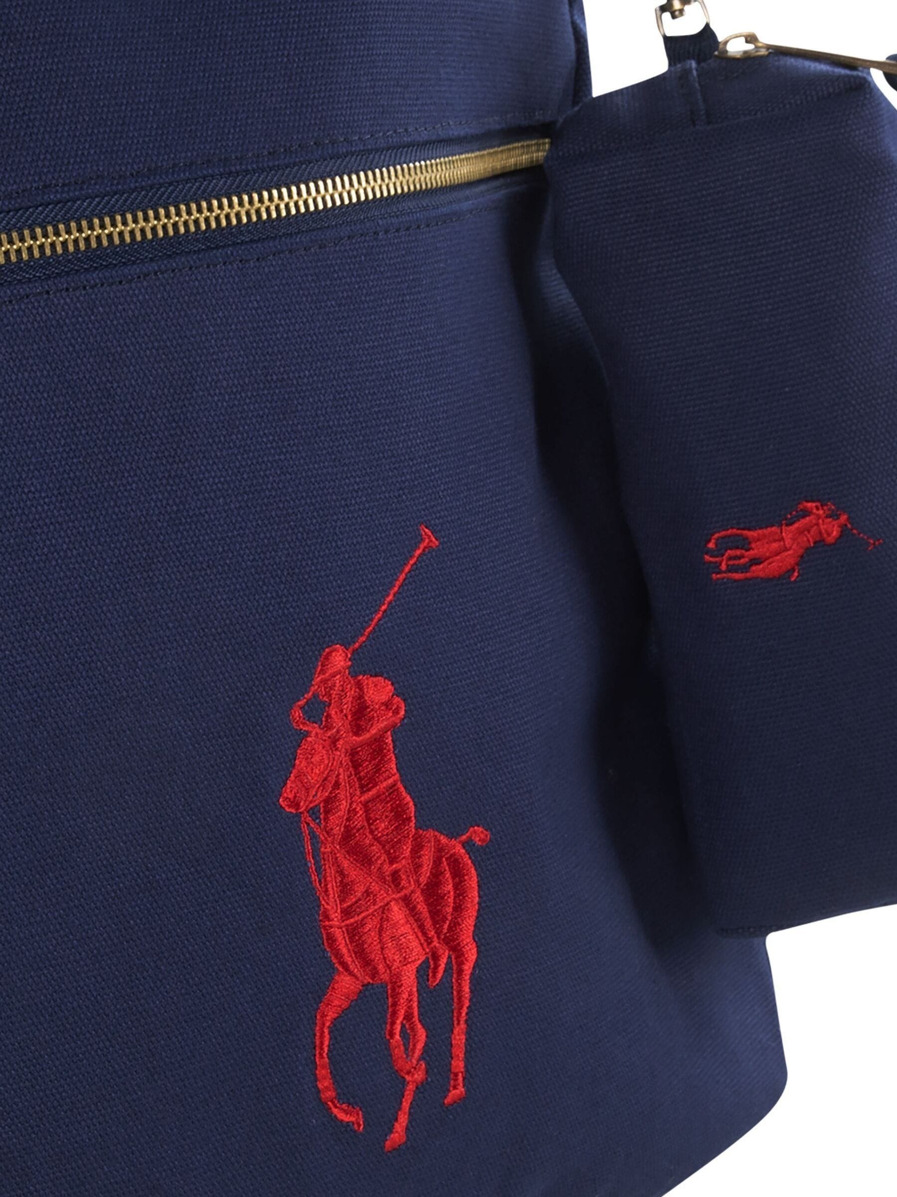 Polo Ralph Lauren blue logo canvas backpack 16.75 inch, UK version
